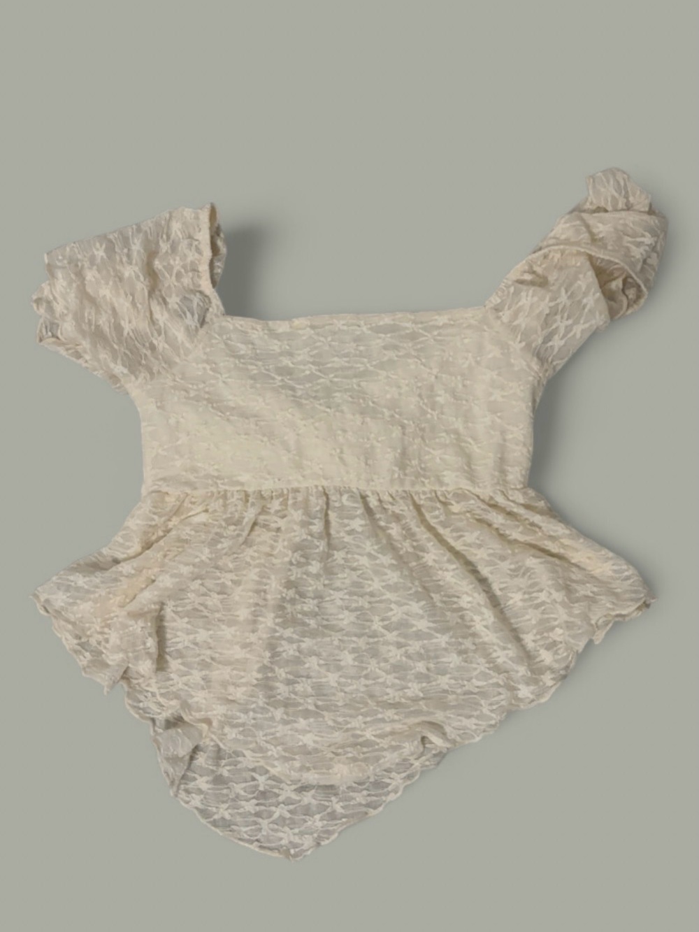 Lace Ruffle Cream Top - Picture 2 of 3